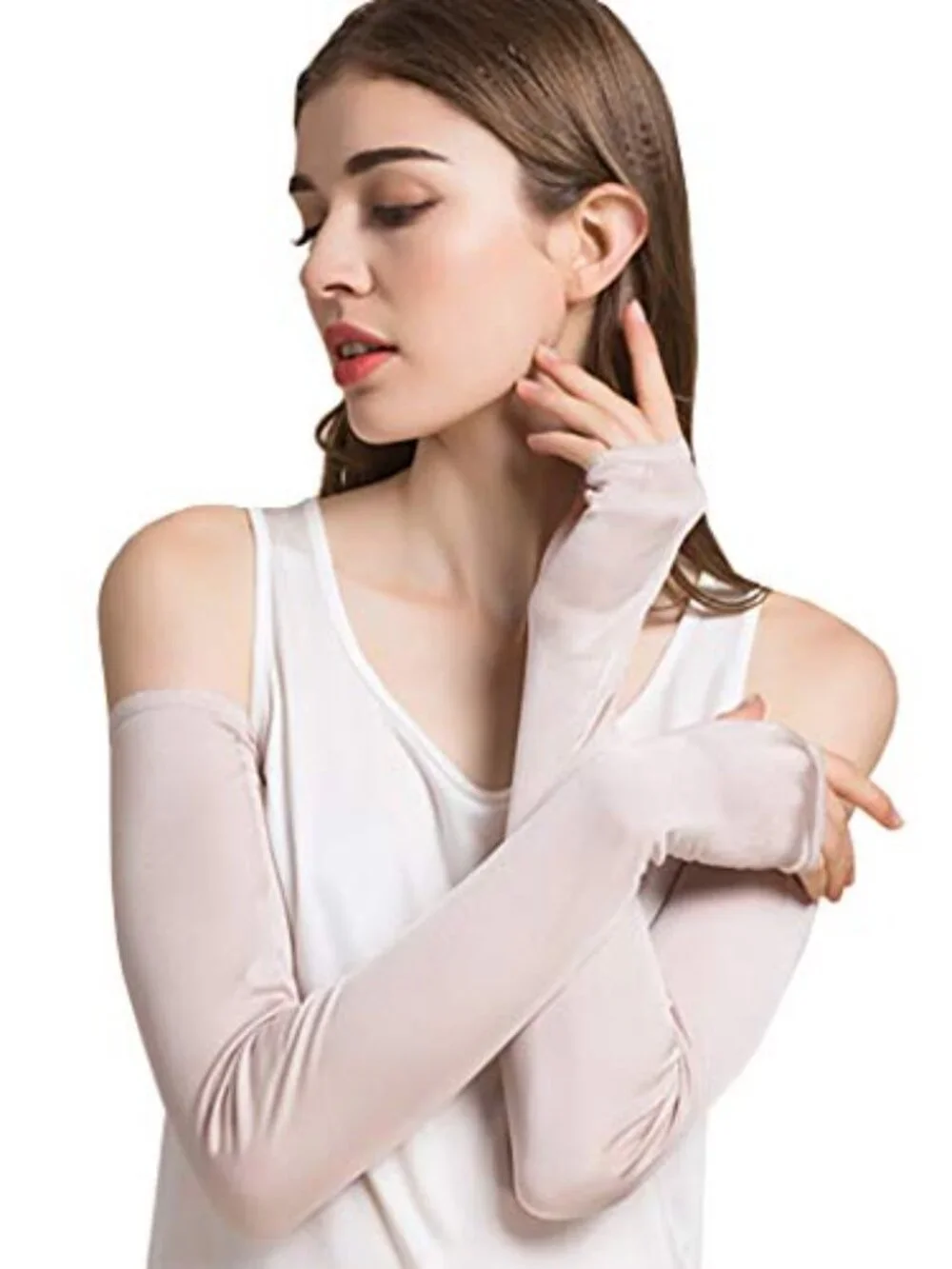 Silk Sun Protection Arm Sleeves UV Blocking Arm Warmers for Running Cycling